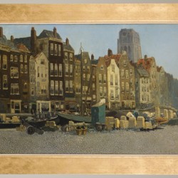 Chris Soer (Den Haag 1882 - 1961), Gezicht op oud Rotterdam met de St. Laurenstoren.