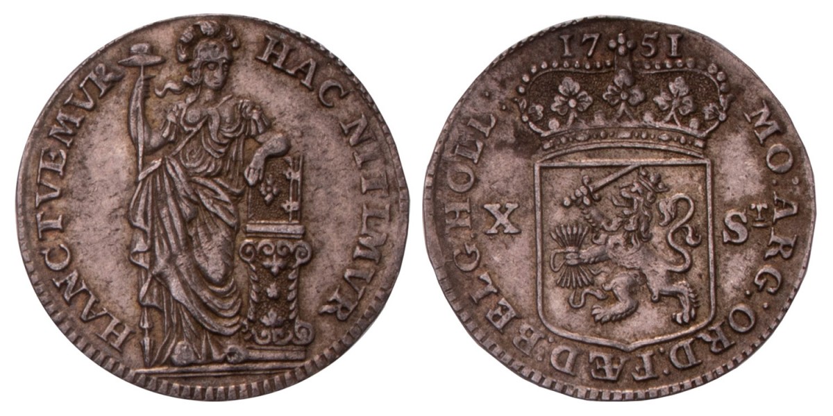 10 Stuiver. Holland. 1751. Prachtig -.