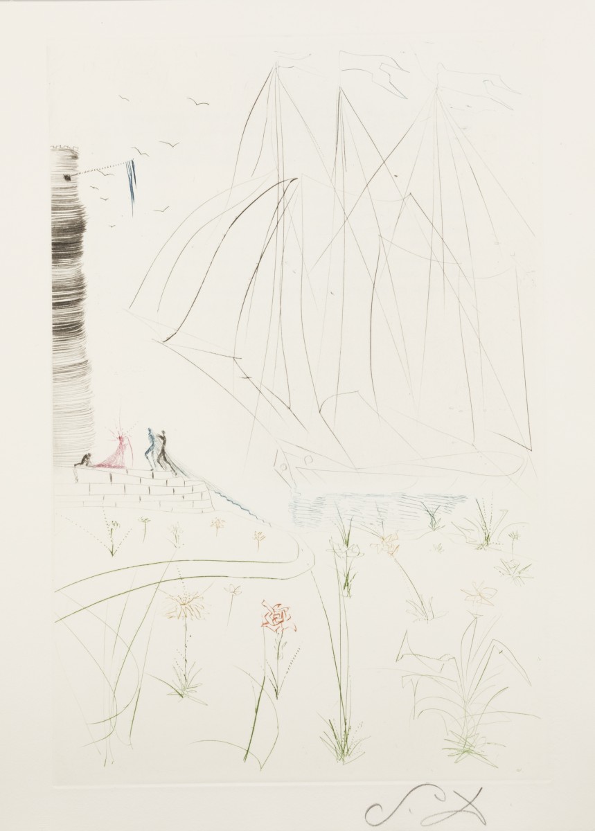 Salvador Dali (Figueres 1904-1989), De komst van Isolde, afkomstig uit het Duitstalige portfolio "Tristan und Isolde", 1969.