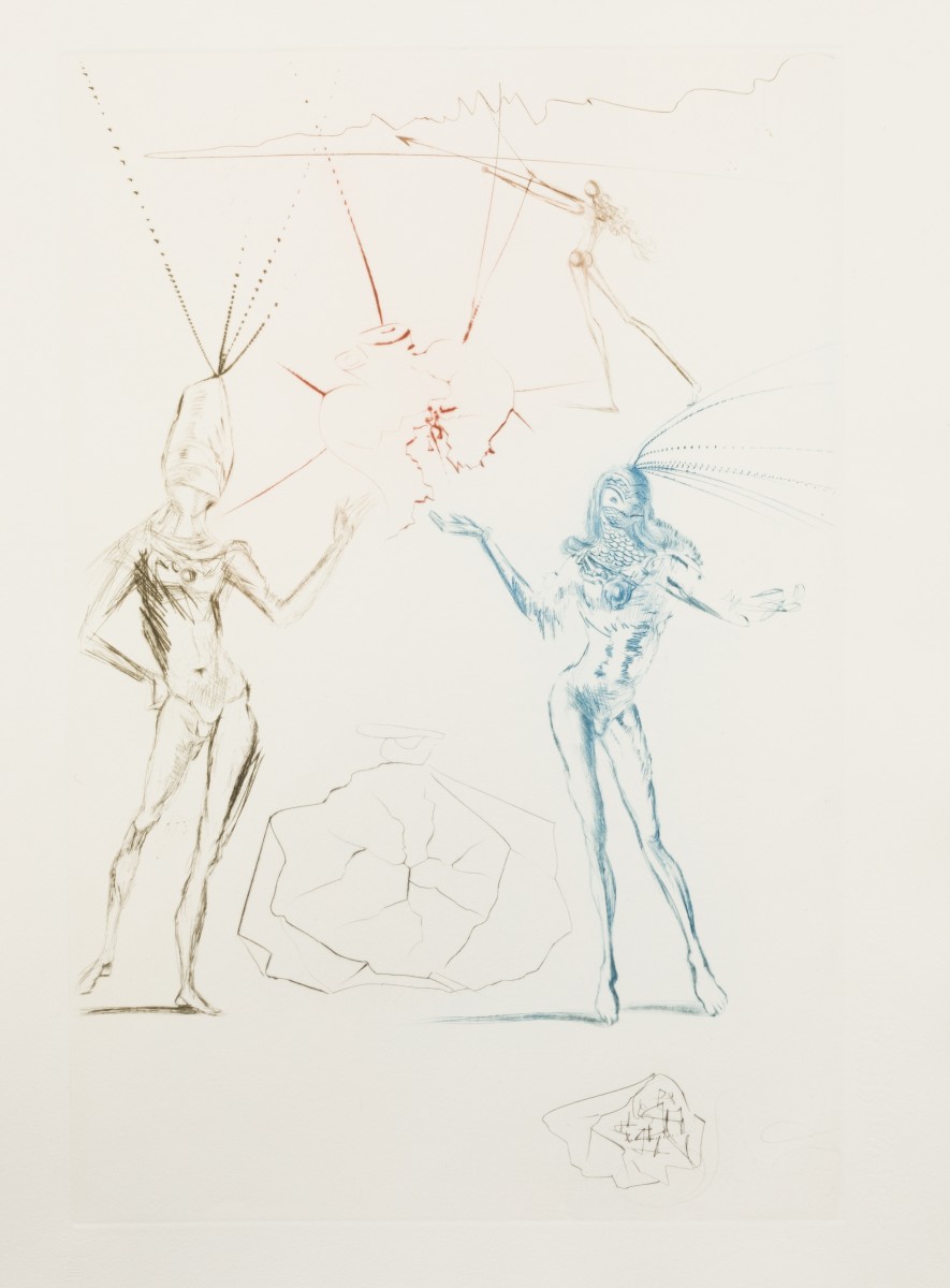 Salvador Dali (Figueres 1904-1989), De veroordeelde geliefden, afkomstig uit het Duitstalige portfolio "Tristan und Isolde", 1969.