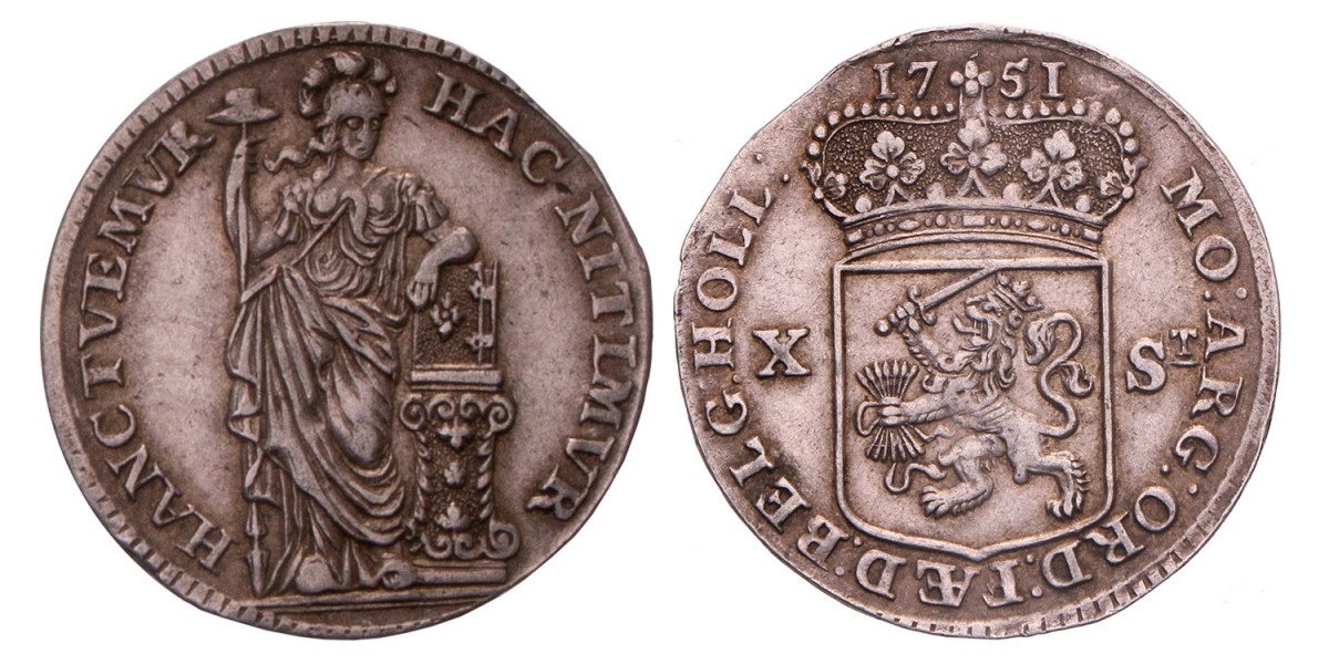 10 Stuiver. Holland. 1751. Zeer Fraai / Prachtig.