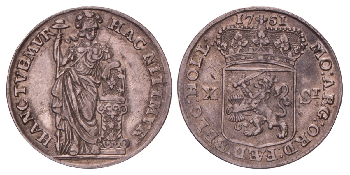 10 Stuiver. Holland. 1751. Zeer Fraai / Prachtig.