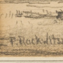 Pieter "Piet" Rackwitsz" (Rotterdam 1892 - 1968 Den Haag), Een dorpskerkje aan het water.