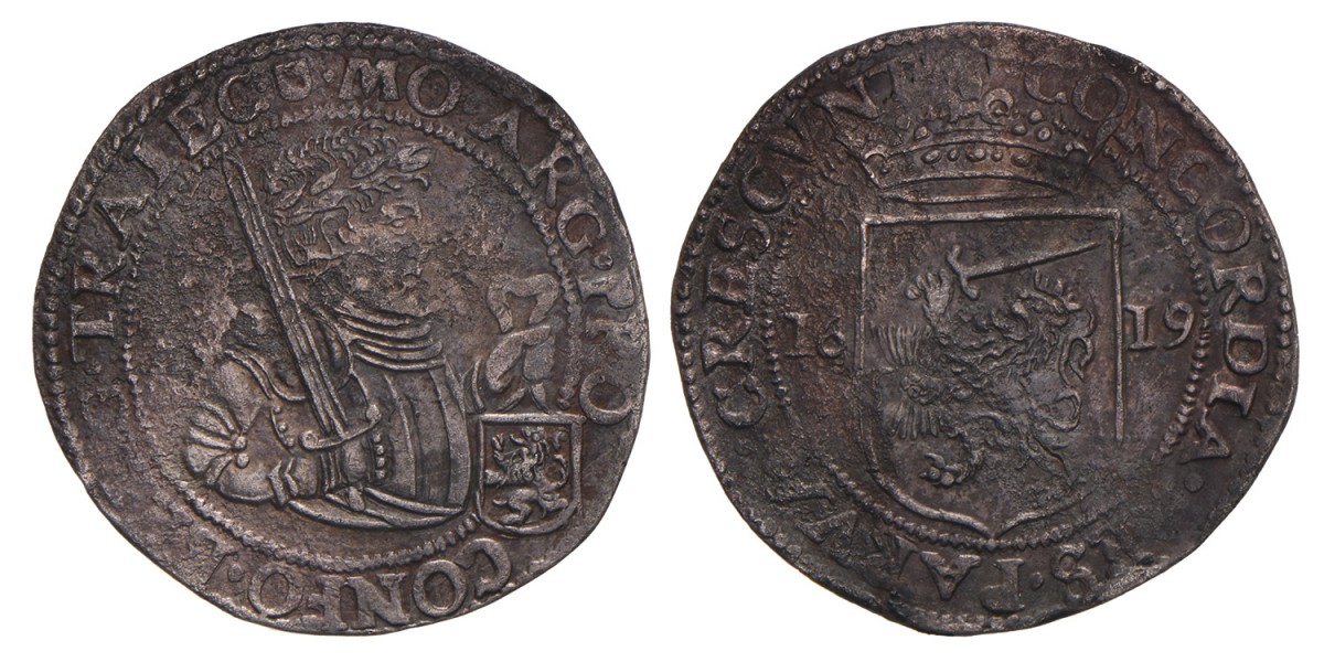 Halve Nederlandse rijksdaalder. Utrecht. 1619. Zeer Fraai.