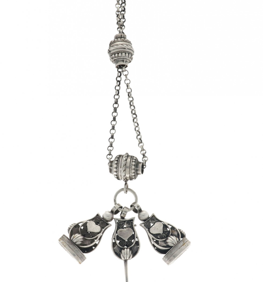Chatelaine met twee signetten - Zilver