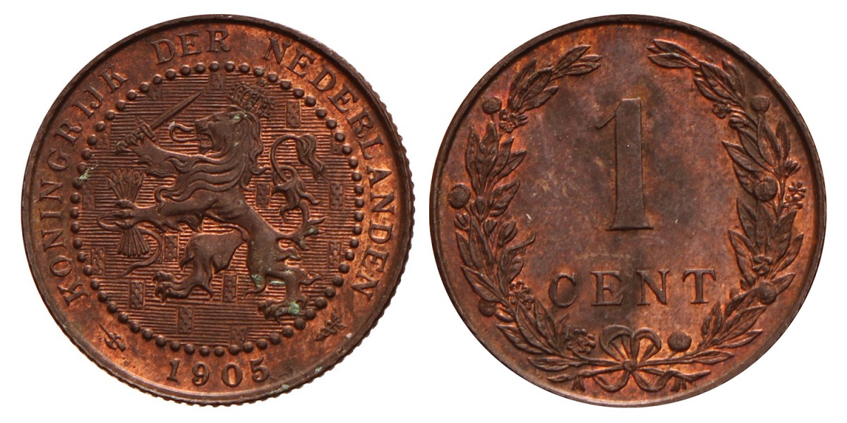 1 cent. Wilhelmina. 1905. Prachtig / UNC.