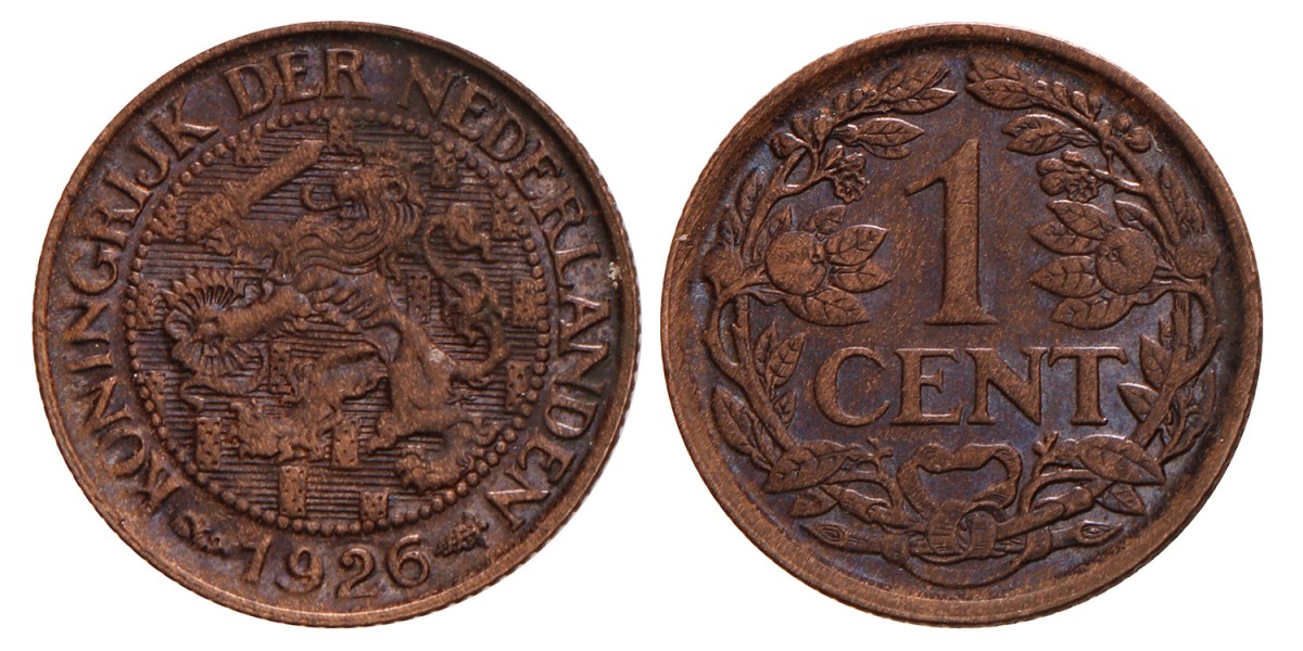 1 cent. Wilhelmina. 1926. Prachtig / UNC.