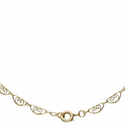 18 kt. Geelgouden art nouveau filigrain schakel collier.
