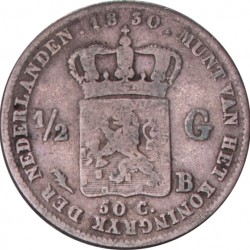 ½ gulden. Willem I. 1830 B. Fraai.