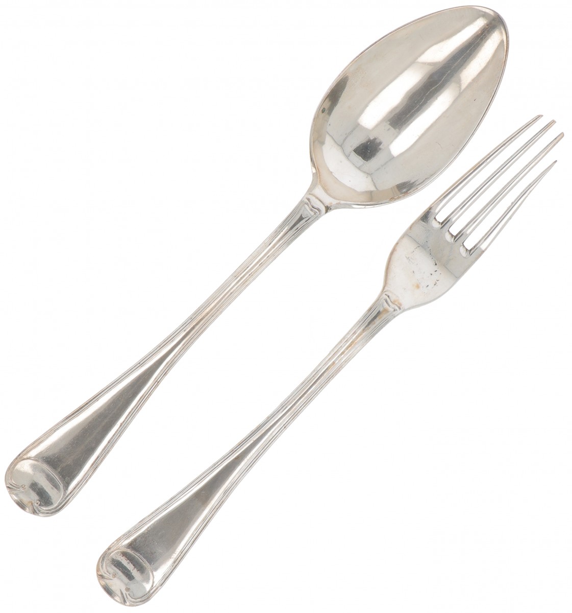 Lepel & vork (Zwolle Carl Wilhelm Höfeld 1771) zilver.