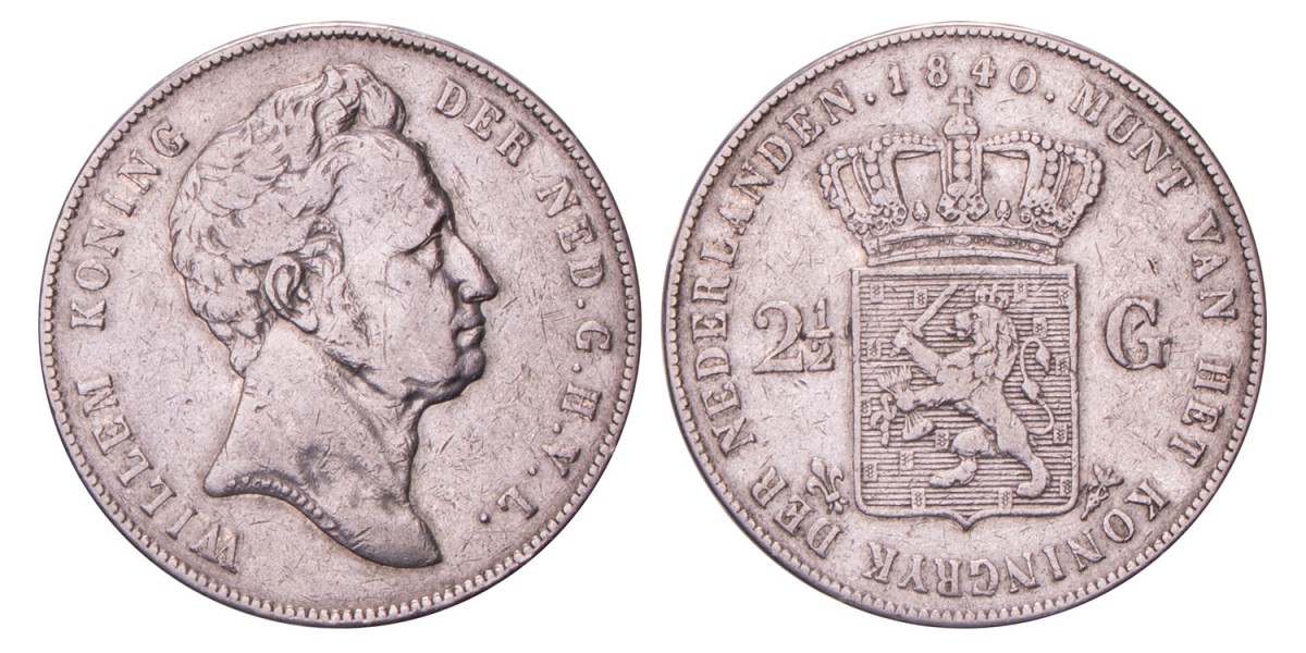 2½ gulden. Willem I. 1840. Zeer Fraai -.