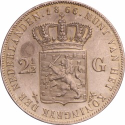 2½ gulden. Willem III. 1866. Prachtig -.