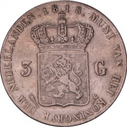 3 gulden. Willem I. 1818 U. Zeer Fraai -.