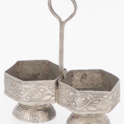 (3) delig lot zoutkelders & condimentset zilver.