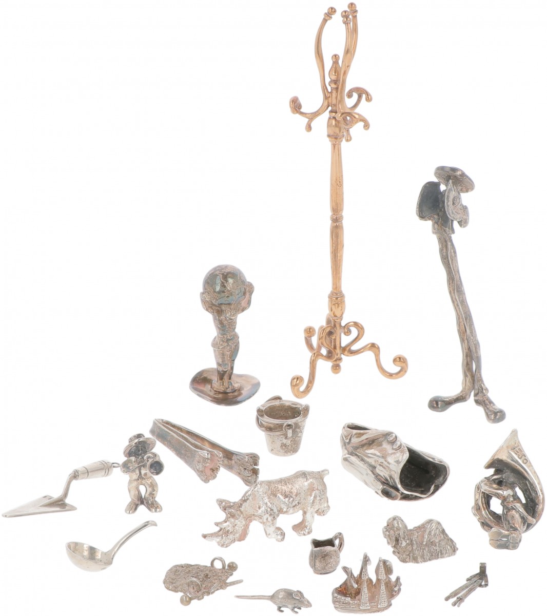 Groot lot diverse miniaturen zilver.