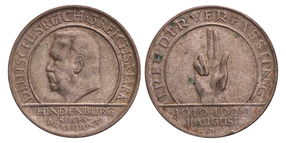 Germany. Weimar republic. 3 Mark. 1929 D.