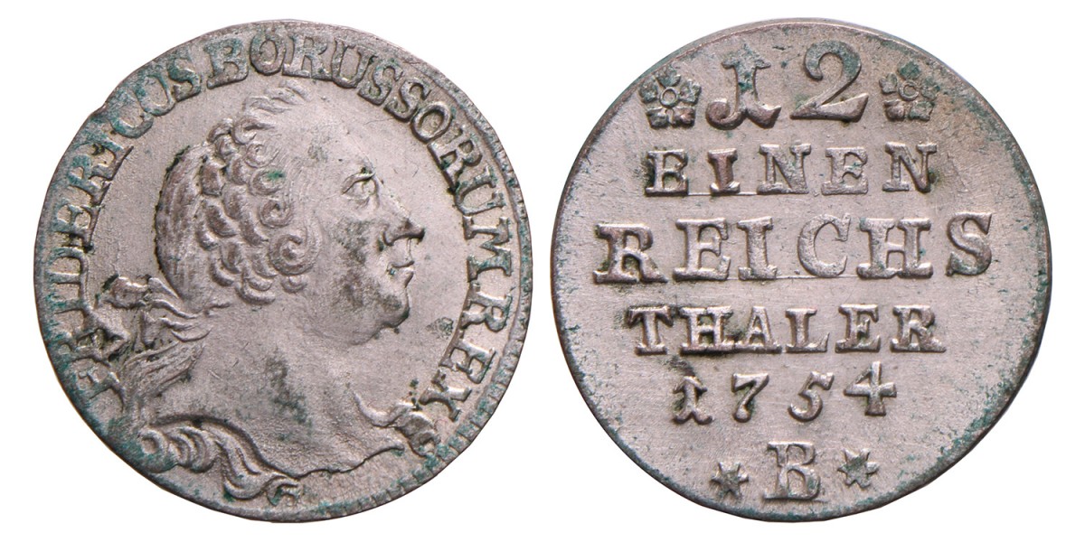 German states. Prussia. Friedrich II 'the Great'. 1/12 Thaler. 1754 B.