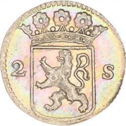 Dubbele wapenstuiver. Holland. 1723/22. Prachtig.