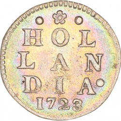 Dubbele wapenstuiver. Holland. 1723/22. Prachtig.