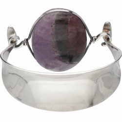 Vivianna Torun Bulow-Hube voor Georg Jensen no.203 zilveren bangle armband met amethist - 925/1000.