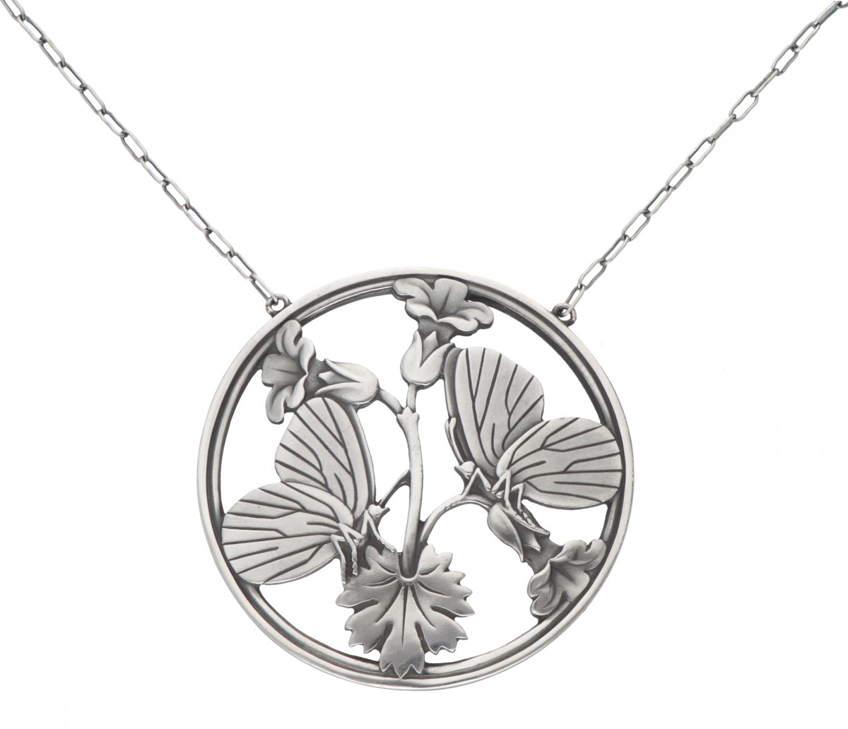 Arno Malinowski voor Georg Jensen no.105 zilveren collier met 'Butterflies' hanger - 925/1000.