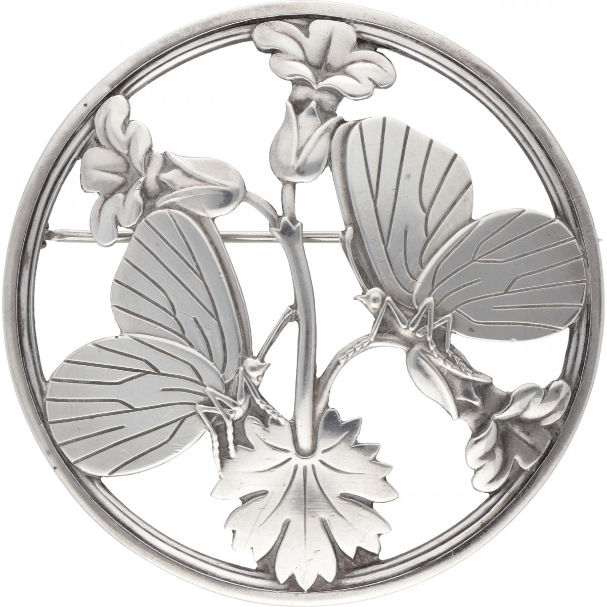 Arno Malinowski for Georg Jensen no.283 zilveren 'Butterflies' broche - 925/1000.