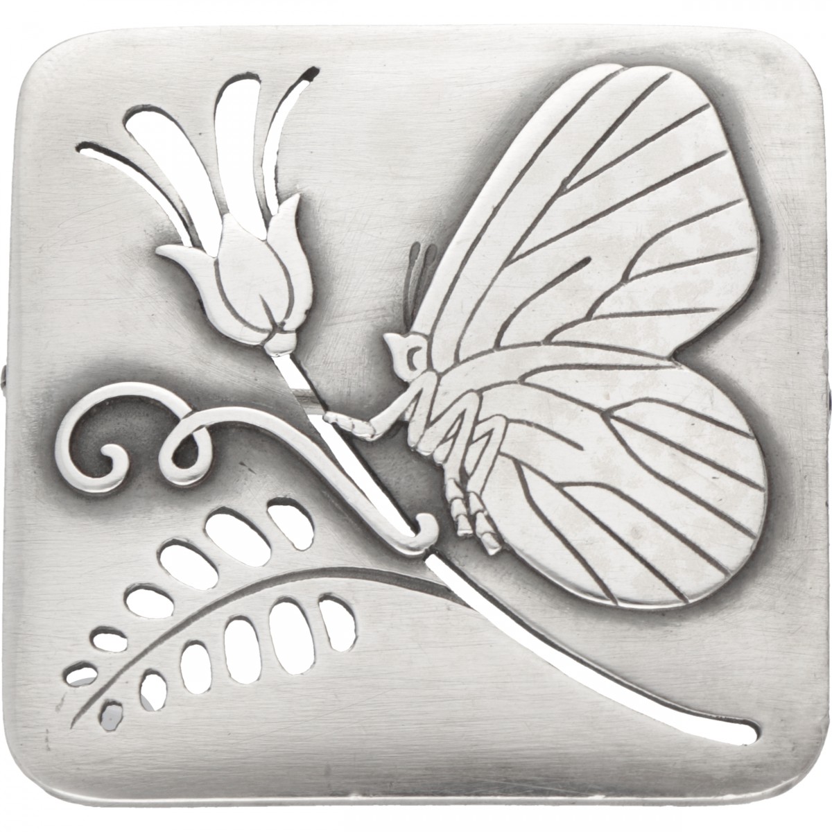 Arno Malinowski for Georg Jensen no.294 zilveren 'Butterfly and Flower' broche - 925/1000.