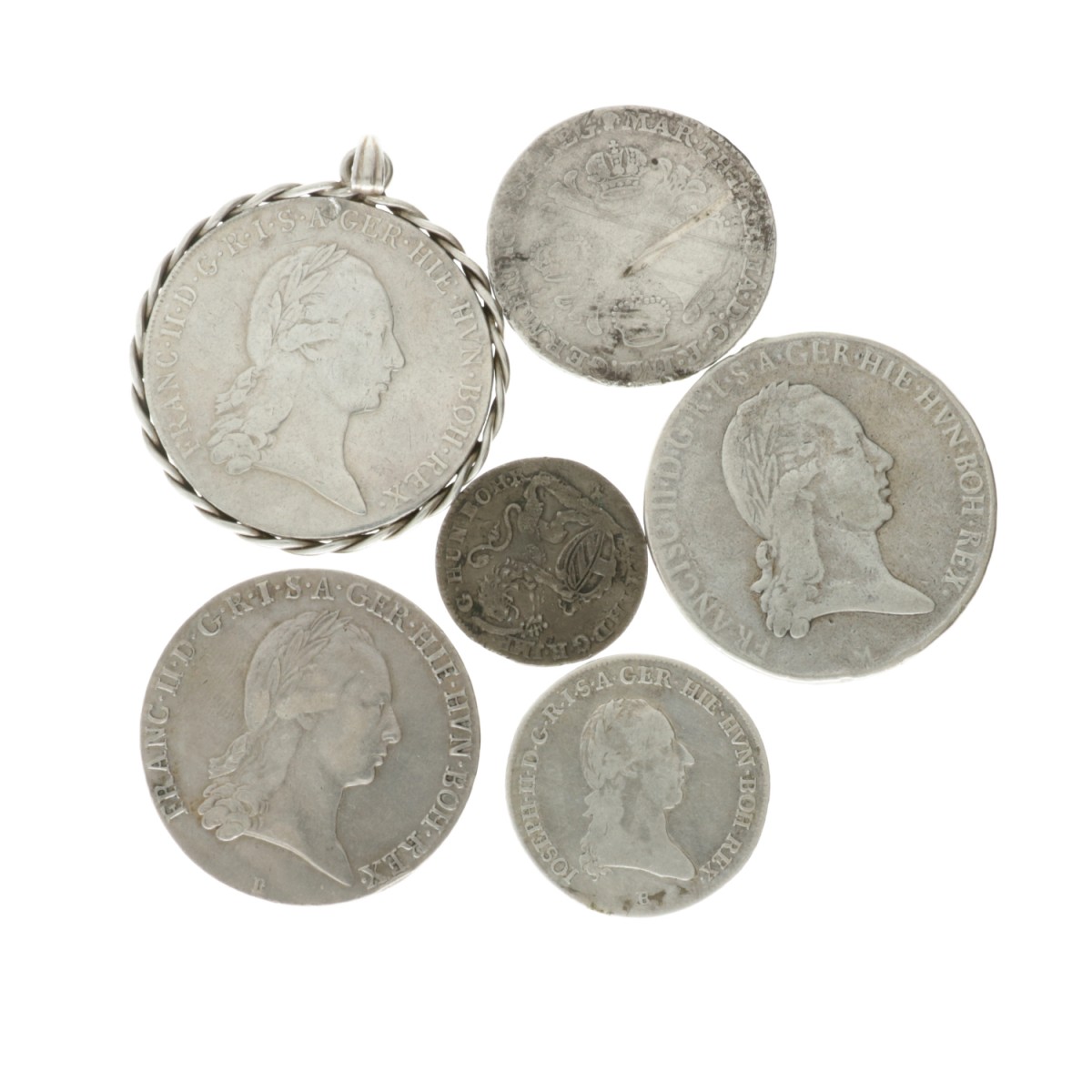 Austrian Netherlands. and Austria. Lot (6) Escalins - Kronenthaler. 18th century.