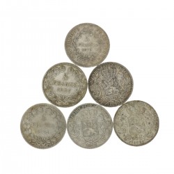 France - Belgium. Lot (6) 5 Francs. 1837 - 1875.
