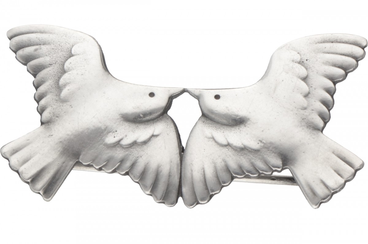 Georg Jensen no.316 vintage zilveren 'Two Swallows' broche - 925/1000.