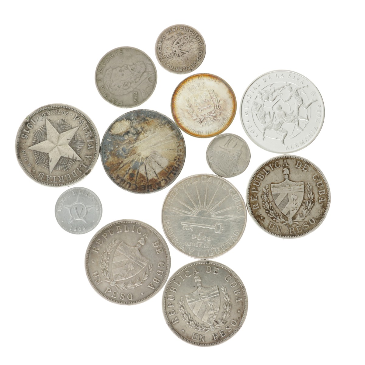 Cuba. Lot (12) 5 Centavos - 10 Pesos. 1915 - 2006.