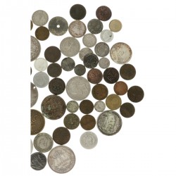 World. Lot (67) Silver and bronze coins.