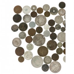 World. Lot (67) Silver and bronze coins.