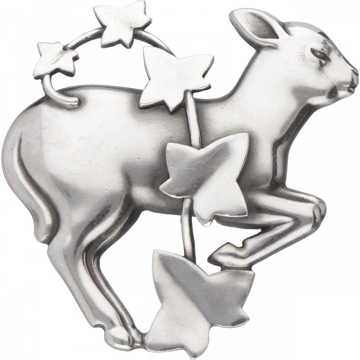 Arno Malinowski for Georg Jensen no.311 zilveren 'Lamb and Ivy' broche - 925/1000.
