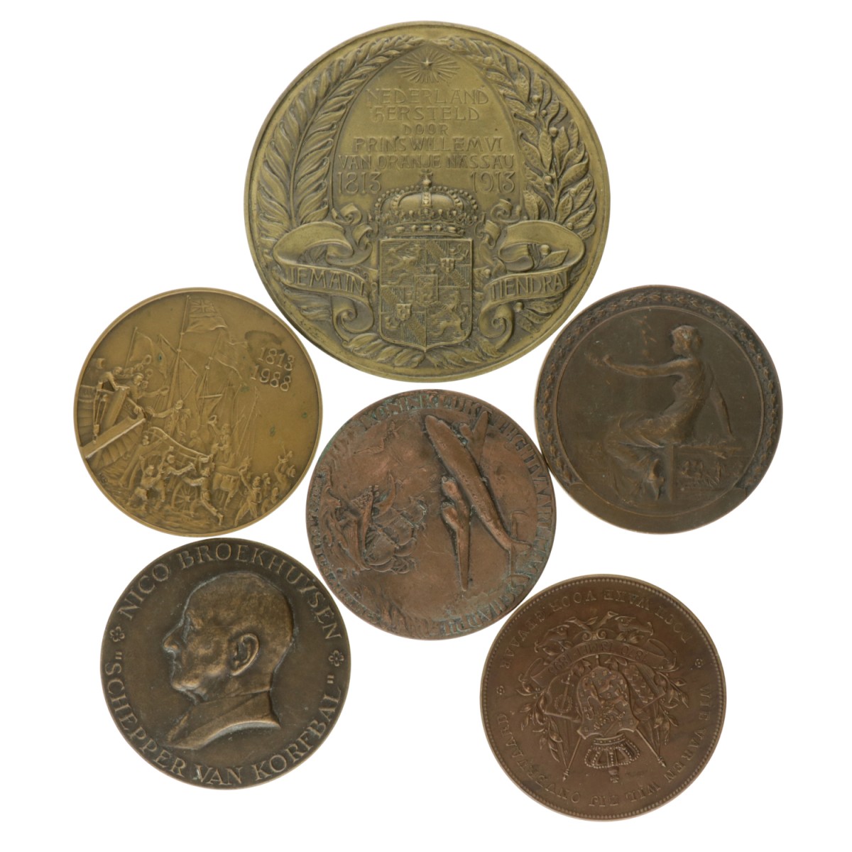 Nederland. 1895 - 1988. Lot (6) Penningen.