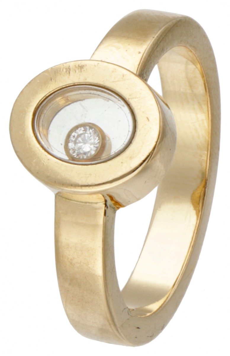 18 kt. Geelgouden Chopard 'Happy Diamonds' ring bezet met ca. 0.04 ct. diamant.