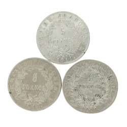 France. Napoleon I. Lot (3) 5 Francs. 1807 - 1812.