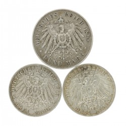 German States. Bavaria. Otto I. Lot (3) 3 - 5 Mark. 1899 - 1913.