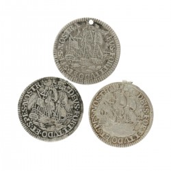 Lot (3) Scheepjesschelling van 6 Stuiver. Enkhuizen. 1678. Fraai / Zeer Fraai.