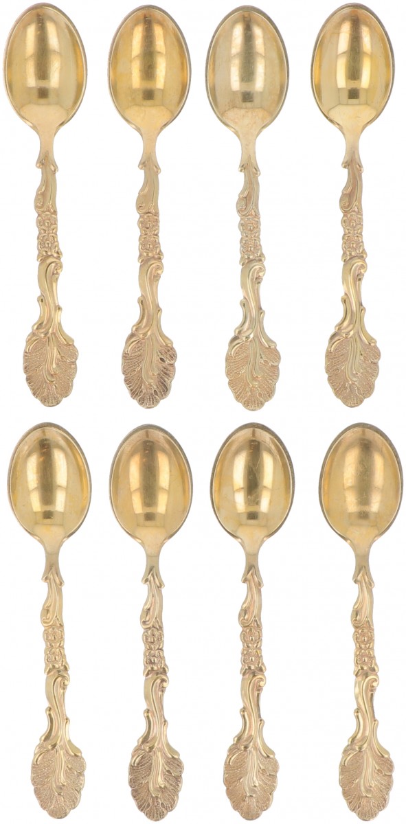 (8) delige set theelepels zilver.