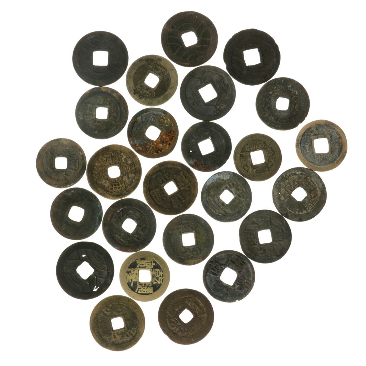 China. Lot (25) Copper and Bronze Coins.