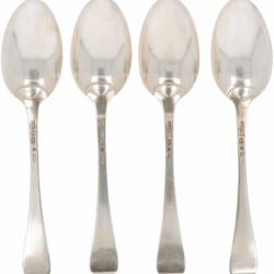 (4) delige set dinerlepels (Leiden Willem van de Goorberg 1779-1811) zilver.