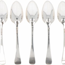 (5) delige set dinerlepels (Haarlem Jacobus van der Hoeff 1786-1807) zilver.