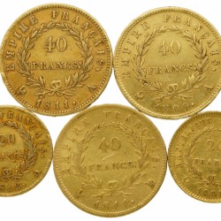 France. Napoleon. Lot (5) 20 Francs - 40 Francs. 1808 - 1812.