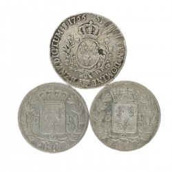 France. Lot (3) 1 Écu - 5 Francs. 1766 - 1823.