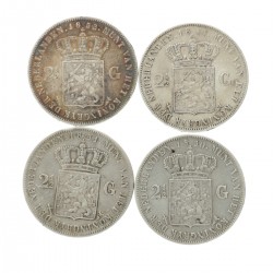 Lot (4) 2½ Gulden. Willem III. 1851 - 1854. Gemiddeld Zeer Fraai.
