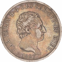Italian States. Sardinia. Carlo Felice. 5 Lire. 1827 P.