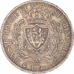 Italian States. Sardinia. Carlo Felice. 5 Lire. 1827 P.