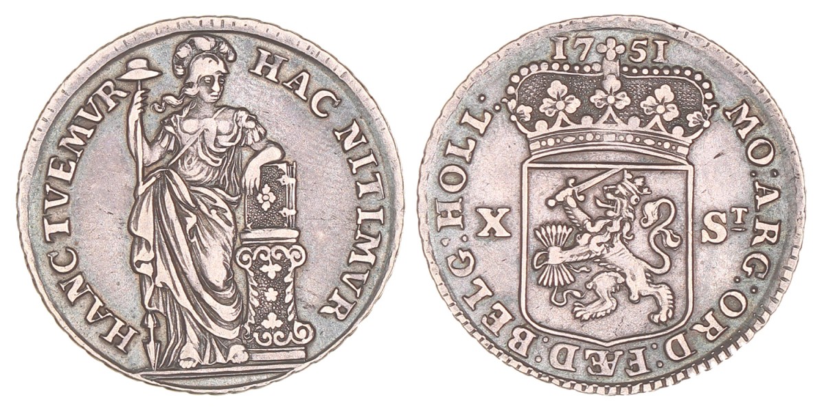 10 Stuiver. Holland. 1751. Zeer Fraai / Prachtig.