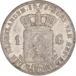 1 Gulden. Contemporaine vervalsing in lood. Willem II. 1845. Fraai / Zeer Fraai.